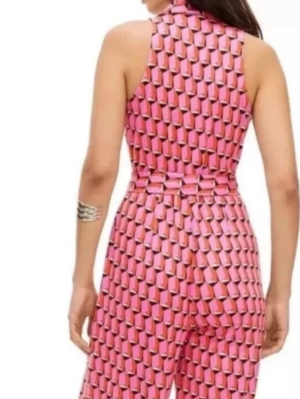 Diane Von Furstenberg Pink Geo Jumpsuit - Picture 2 of 6